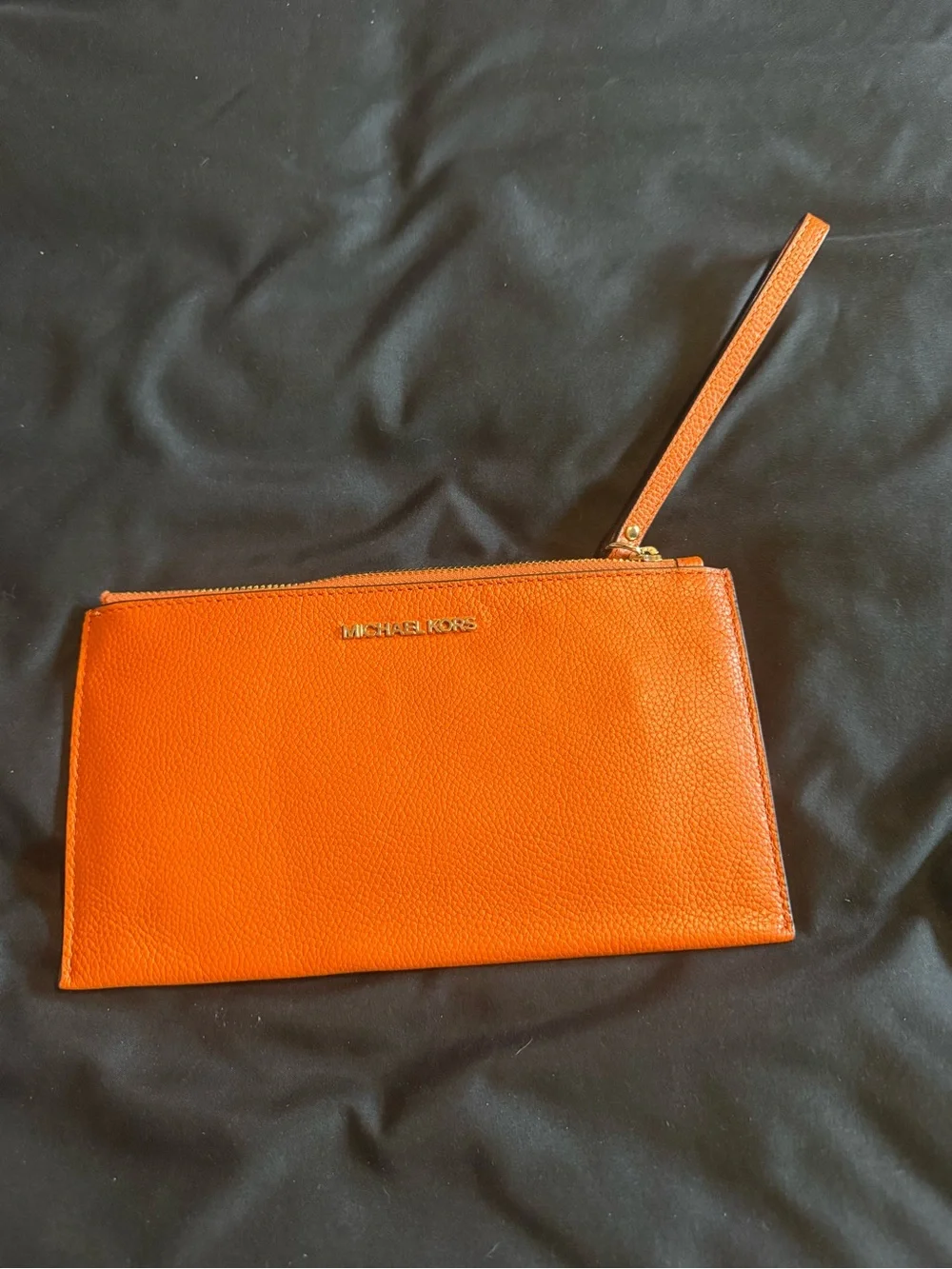 Michael Kors Orange Pebbled Leather Wristlet Clutch